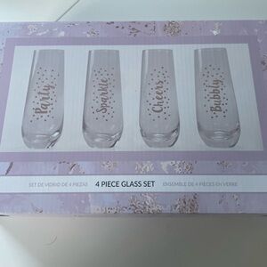 4 Piece Glass Set with Fun Text